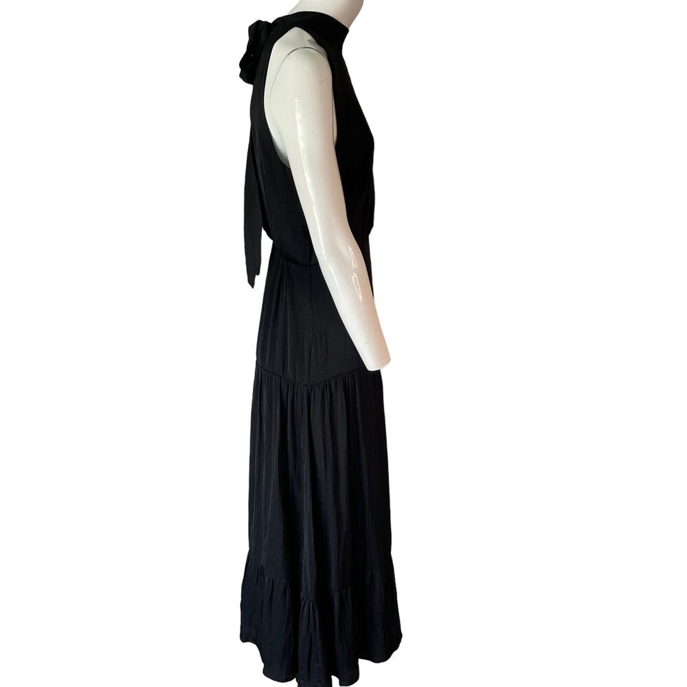 SAM EDELMAN Black High Neck Tiered Hem Midi Dress Womens 6 Sleeveless Formal - Picture 3 of 12